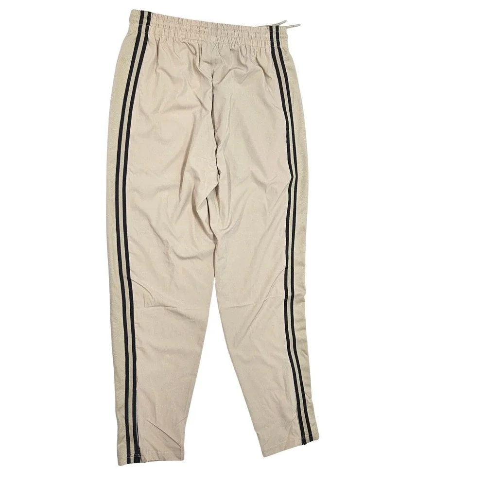 NBA Men's Beige Track Jogger Pants Logo Side Stripes‎ Size Small Zip Ankle Cuff
